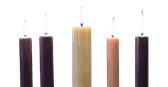 A white candle burning.