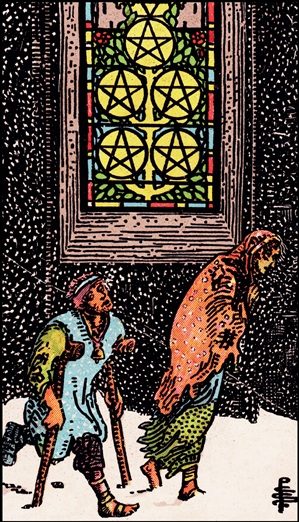 Five of Pentacles tarot card