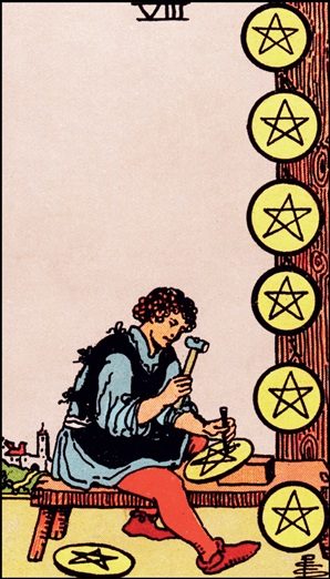 Eight of Pentacles tarot card